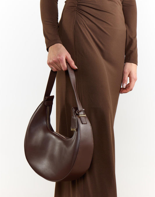 Crescent Shoulder Bag - Dark Brown