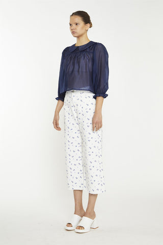 Navy Organza Crop-Top