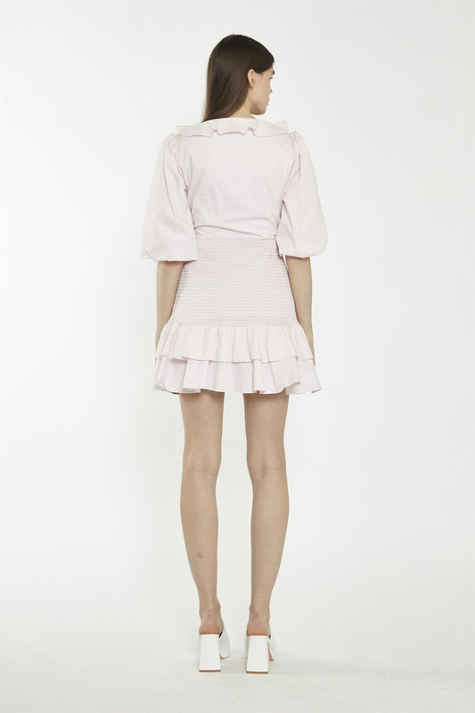 Light Pink Tie-Front V-Neck Mini-Dress