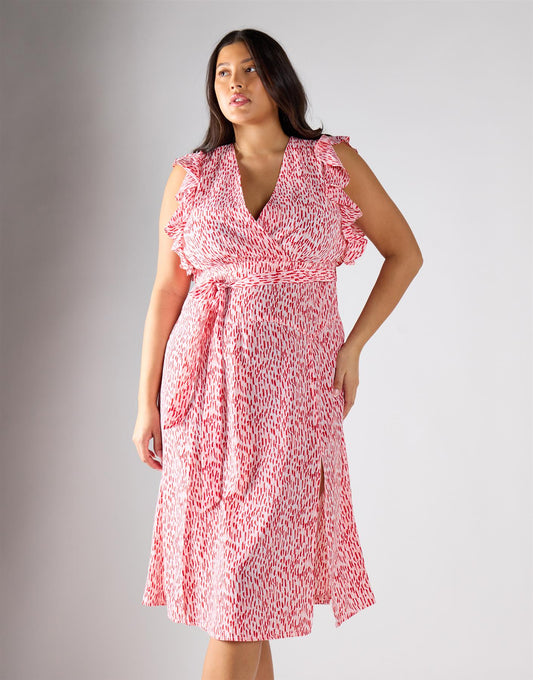 Glamorous Curve White Red Print Midi Dress