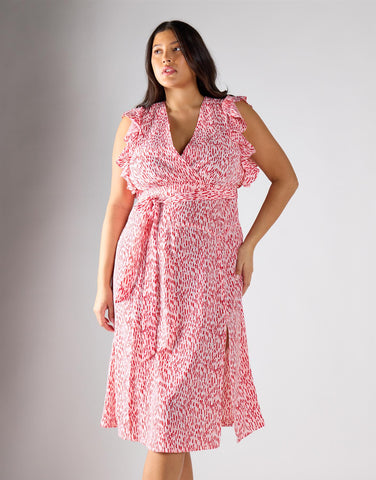 Glamorous Curve White Red Print Midi Dress