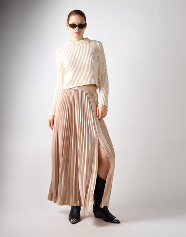 Crew Neck Cropped Jumper - Off White