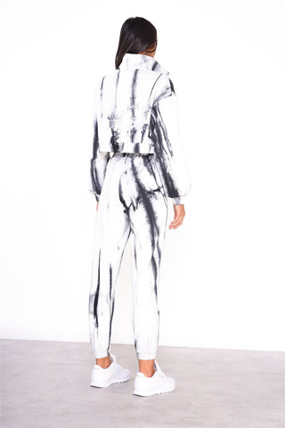 Grey Tie Dye Cropped Zip Loungewear Jumper