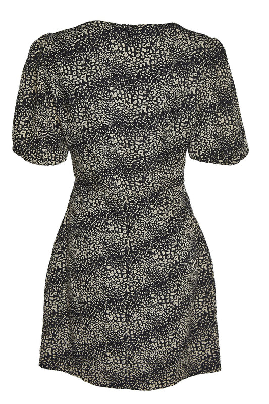 Leopard-Print Squiggle Crew-Neck Mini-Dress