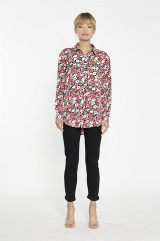 Black-Red 90s-Floral Classic-Shirt