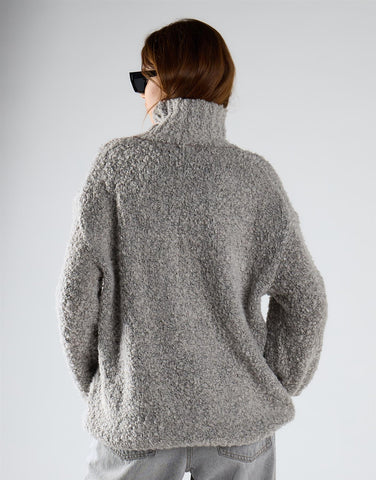 Light Grey Marl High Neck Oversized Jumper
