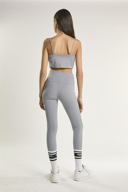 Signature Light Grey Scoop-Neck Crop-Top