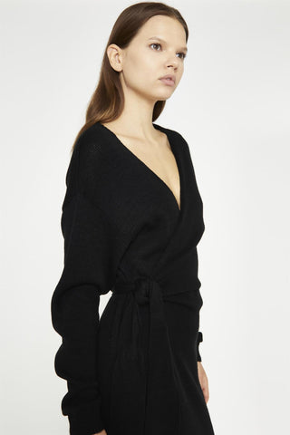 Glamorous Women's Black Tie-Waist Knitted Midi-Dress