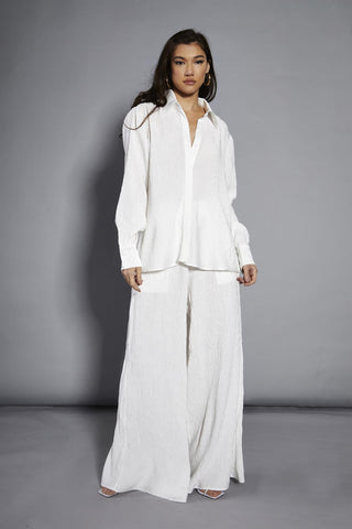 White-Plisse Oversized Shirt