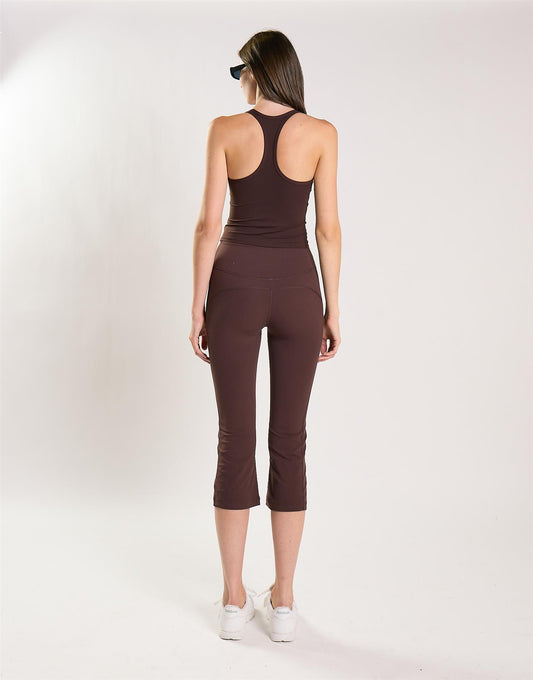 Agon Women's Brown Cropped Flare Leggings