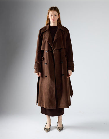 Chocolate Brown Belted Trench Coat