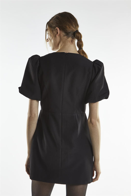 Black Buckle Bow Mini-Dress