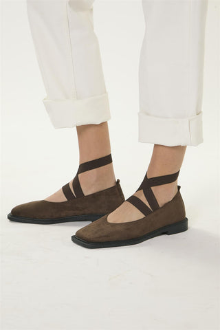 Brown Square-Toe Mary-Jane Shoes