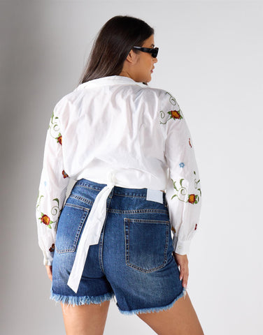 Glamorous Curve White Floral Blouse