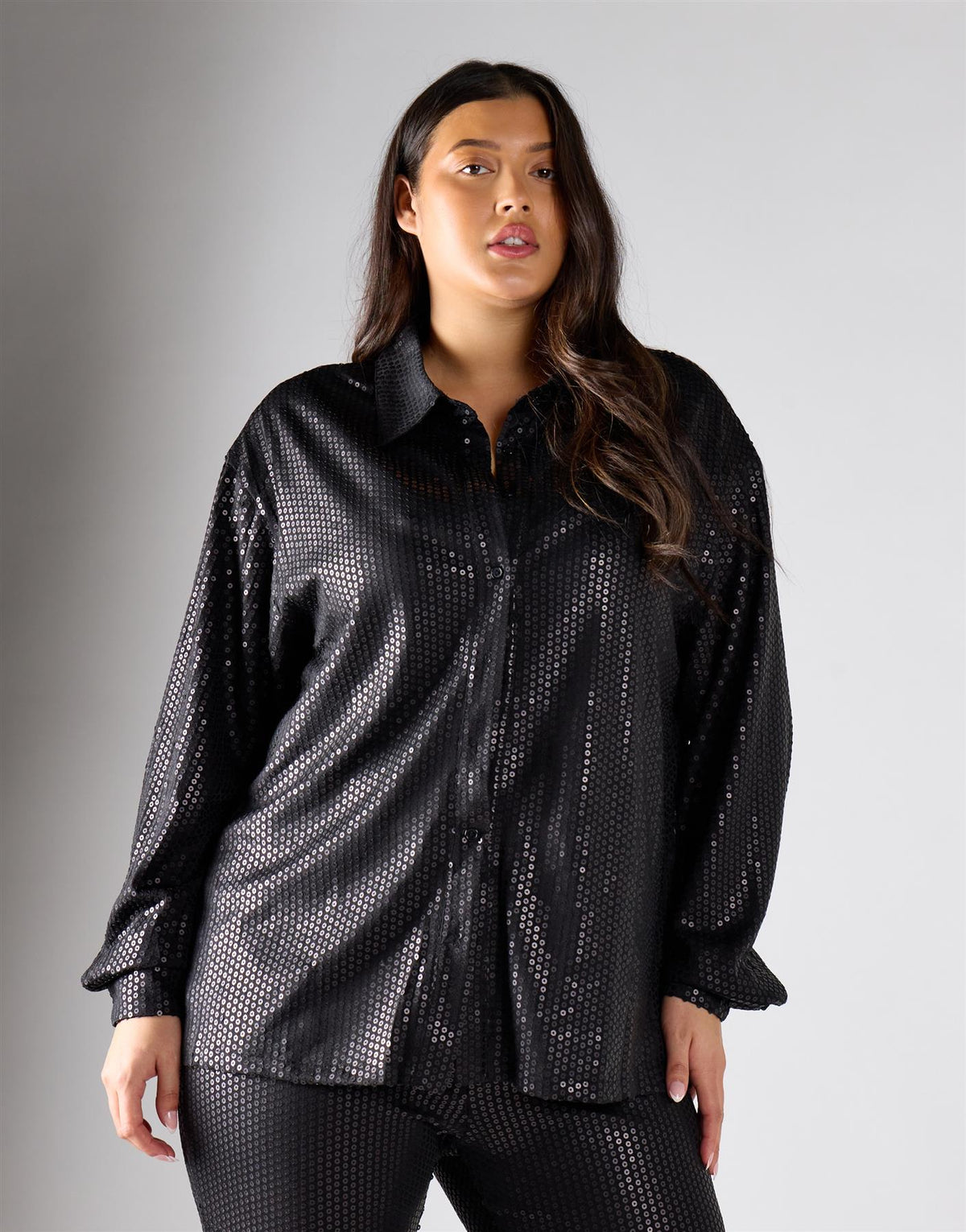 Glamorous Curve Black Sequin Top