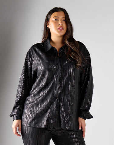 Glamorous Curve Black Sequin Top