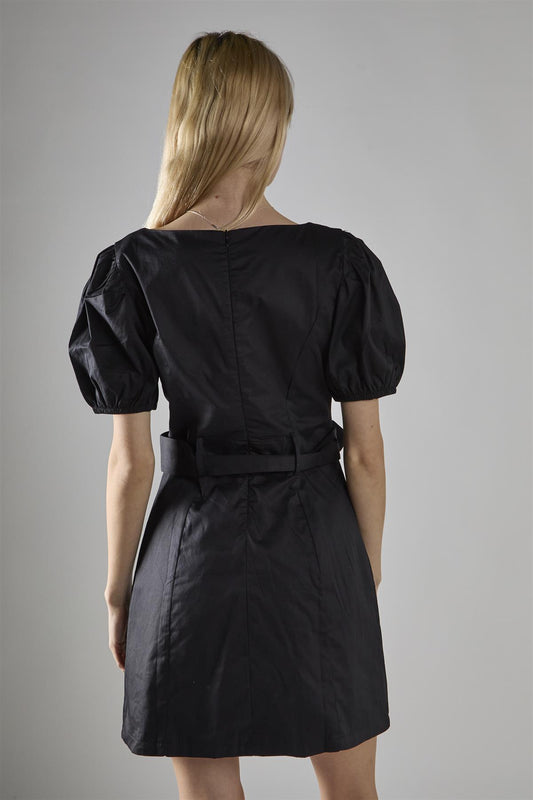 Black Belted Peplum Mini-Dress