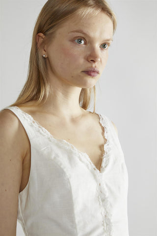 White Button-Front Top