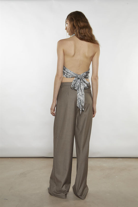 Taupe-Brown Wide-Leg Trousers