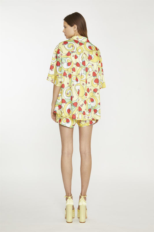 Psychedelic Strawberry Short-Sleeve Oversized-Shirt