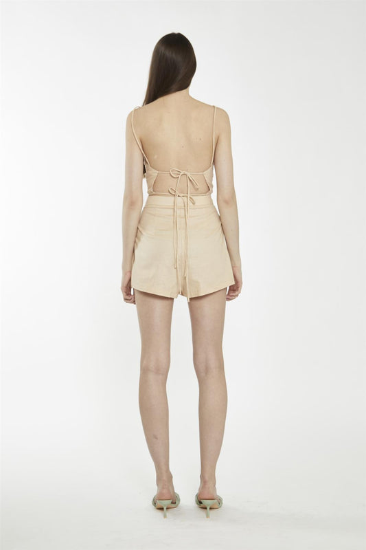 High Waist Hot Shorts - Peach Cream