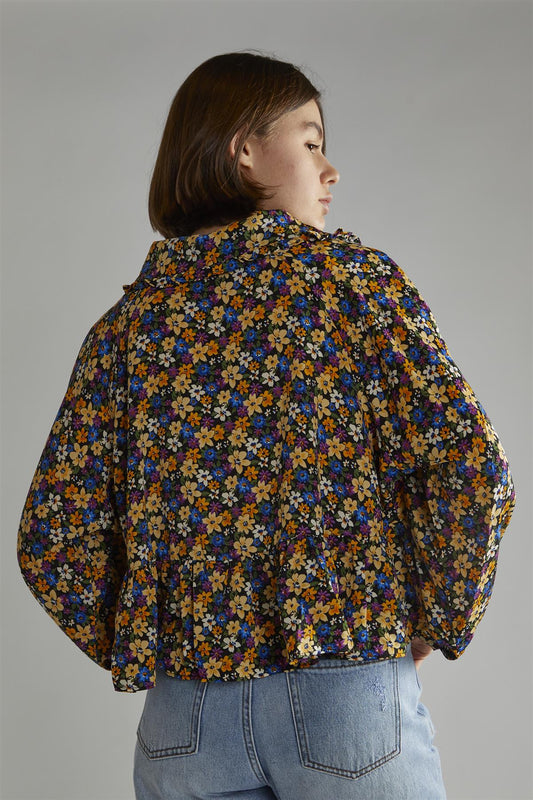 Dark Floral Long Sleeve Top