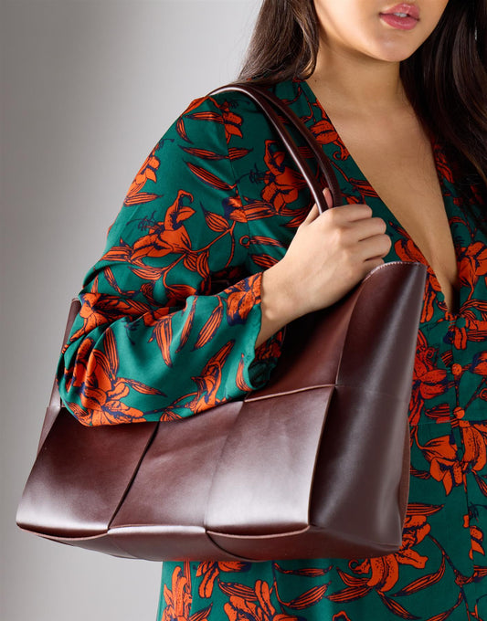 Quilted Shoulder Bag - Dark Brown