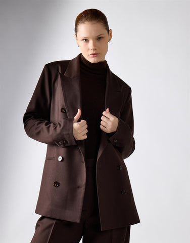 Deepest Brown Button Detail Blazer
