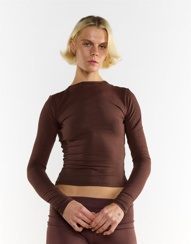 Long Sleeves Tops - Coffee