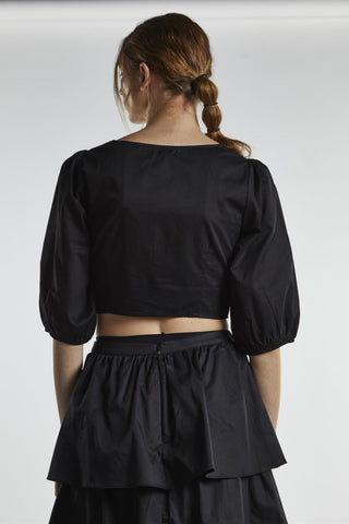 Black Twist-Front Crop-Top
