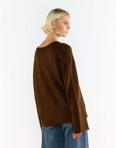 Brown Round Neck Jumper