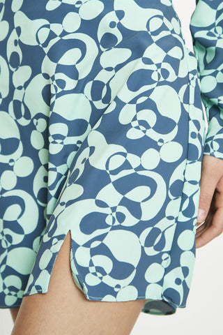 Green-Abstract-Bubble A-Line Mini-Skirt