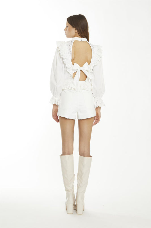 Off-White Lace-Detail Long Sleeve-Top
