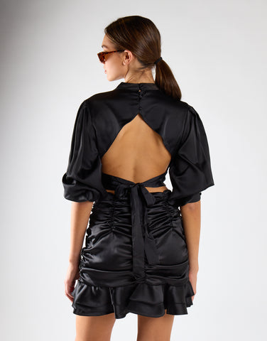 Black Kaitlyn Co-ord Ruched Mini Skirt