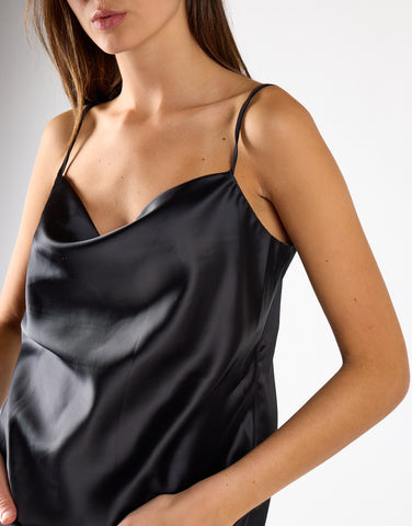 Glamorous Studio Black Satin Cowl Neck Cami Top