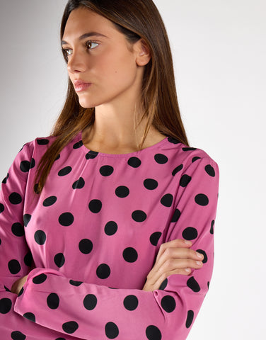Purple Black Spot Long-Sleeve Mini Dress