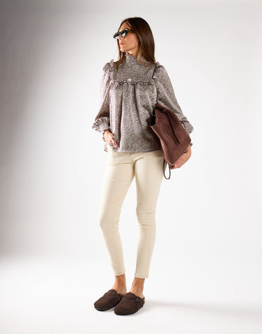 Ecru High Waisted Skinny Jeans