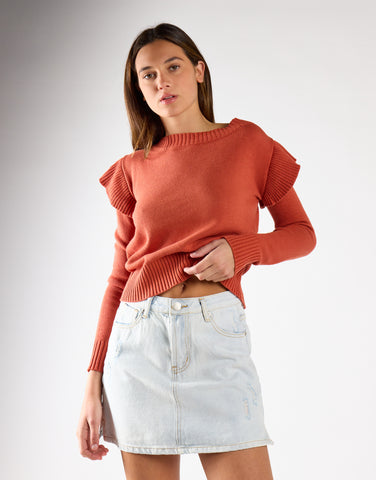 Light Antique Bleach Denim Mini-Skirt