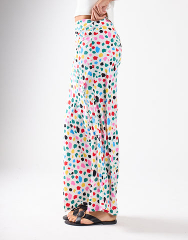 Abstract Spot Bias-Cut Maxi Skirt