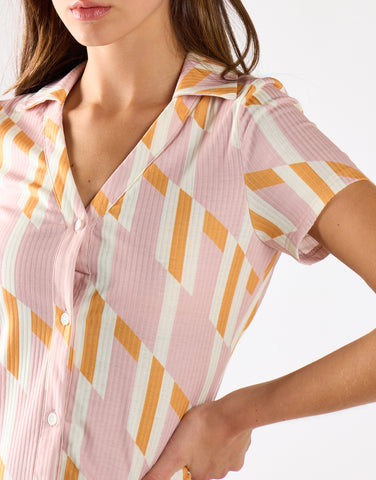 Glamorous Retro Geo Button Front Mini Dress