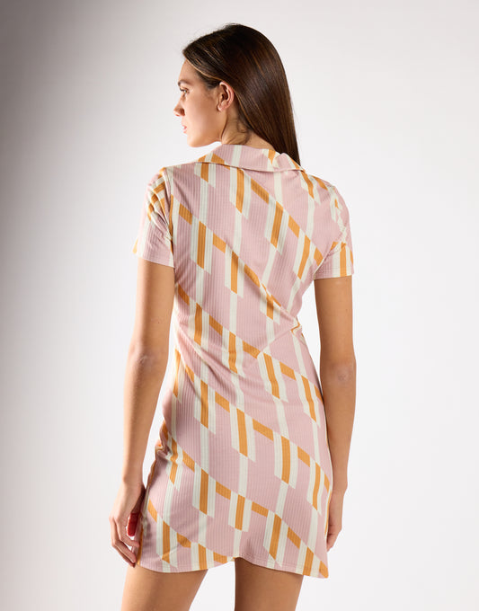 Glamorous Retro Geo Button Front Mini Dress