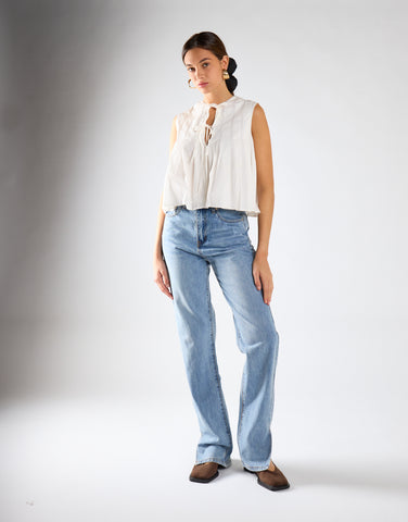 Mid Stonewash Side-Split Jeans