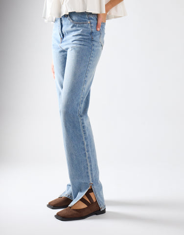 Mid Stonewash Side-Split Jeans