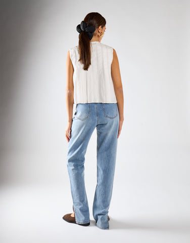 Mid Stonewash Side-Split Jeans