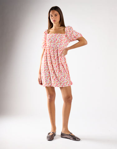 Glamorous Watercolour Ditsy Square Neck Mini Dress