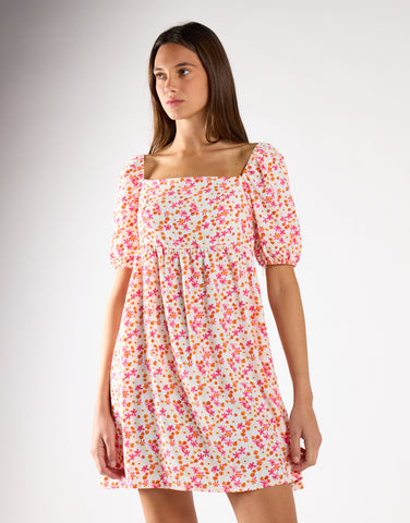 Glamorous Watercolour Ditsy Square Neck Mini Dress