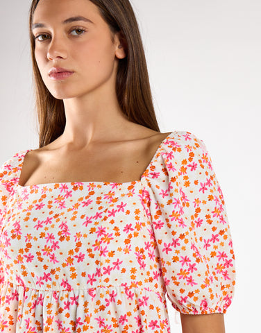 Glamorous Watercolour Ditsy Square Neck Mini Dress