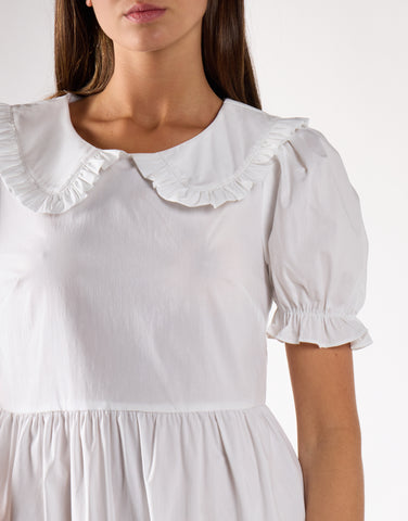 Glamorous White Collar Puff Shoulder Mini Dress