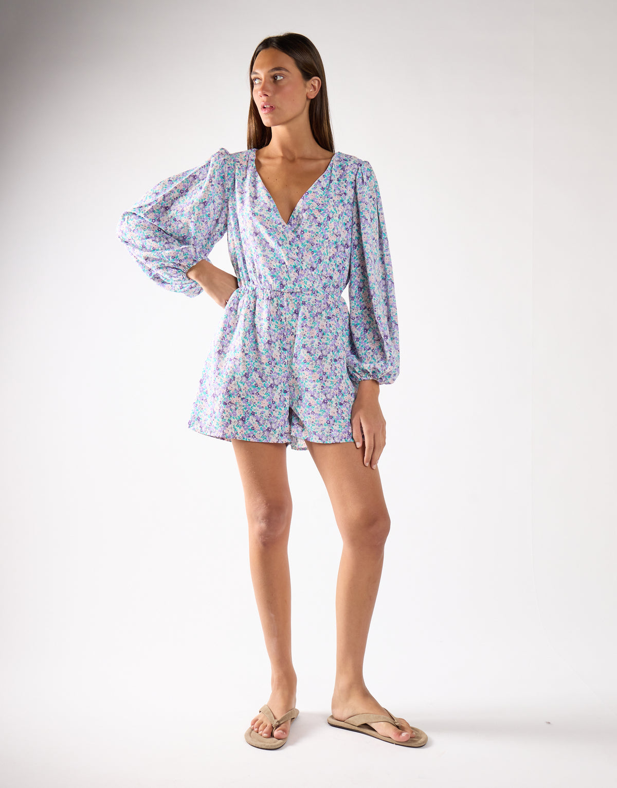 Glamorous Lilac Blue Ditsy Playsuit