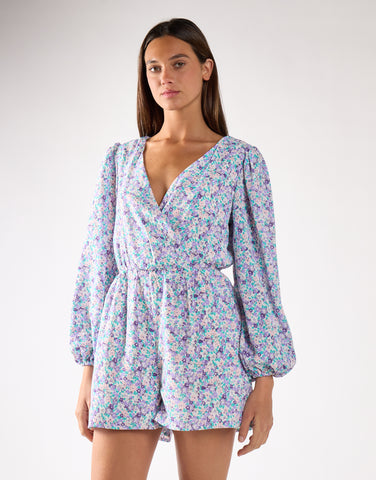 Glamorous Lilac Blue Ditsy Playsuit